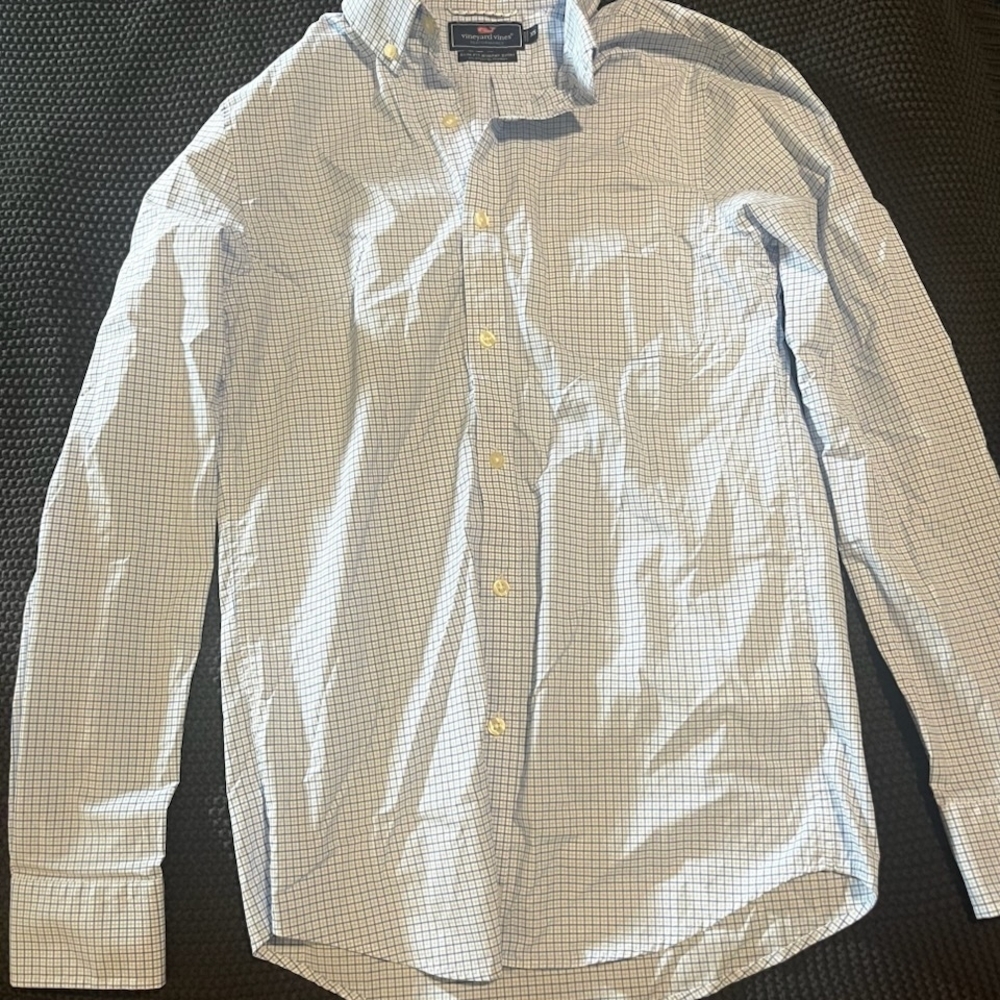 Vineyard Vines Blue and White Checkered Men's Shirt